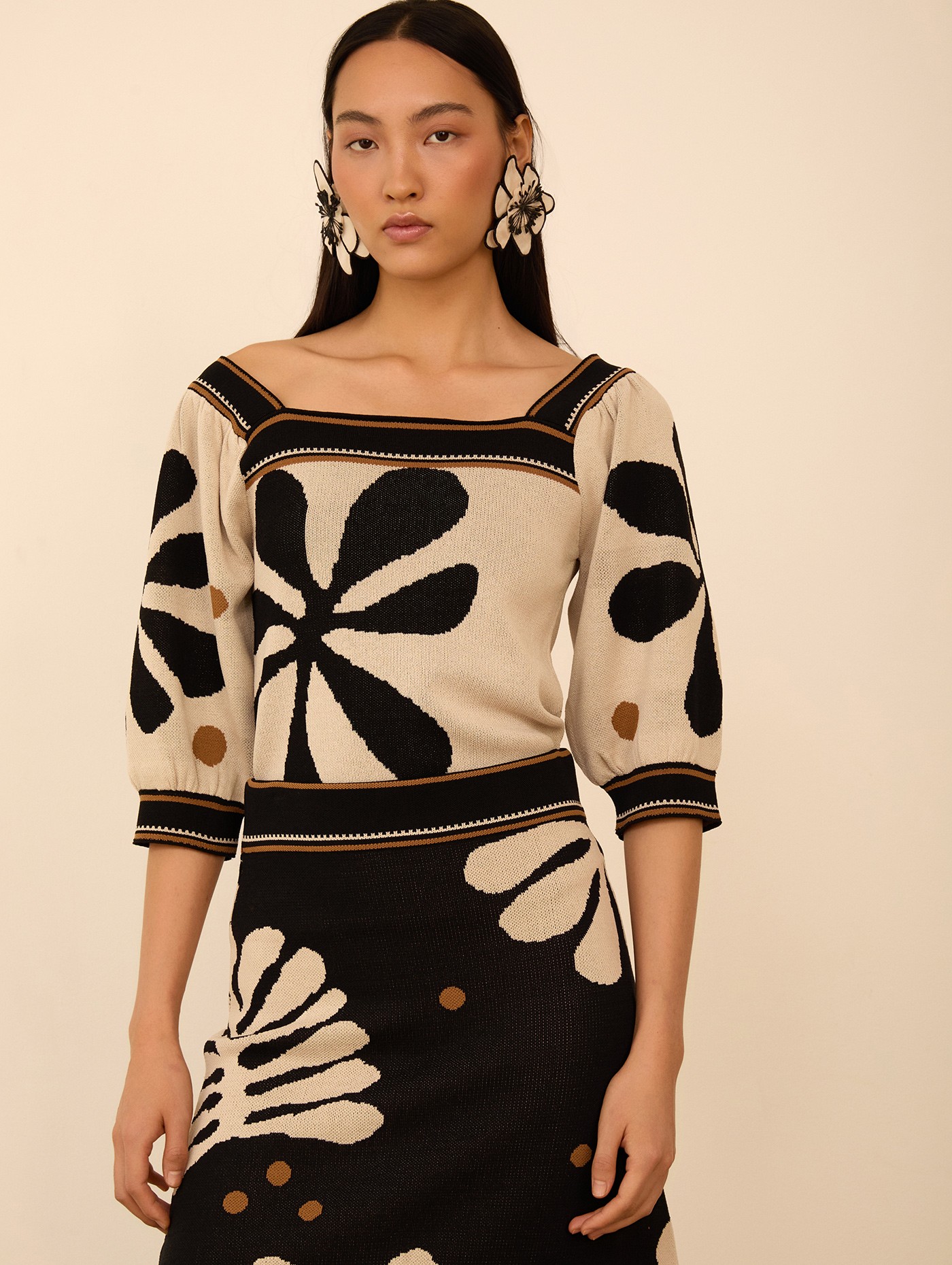 Top de punto estampado