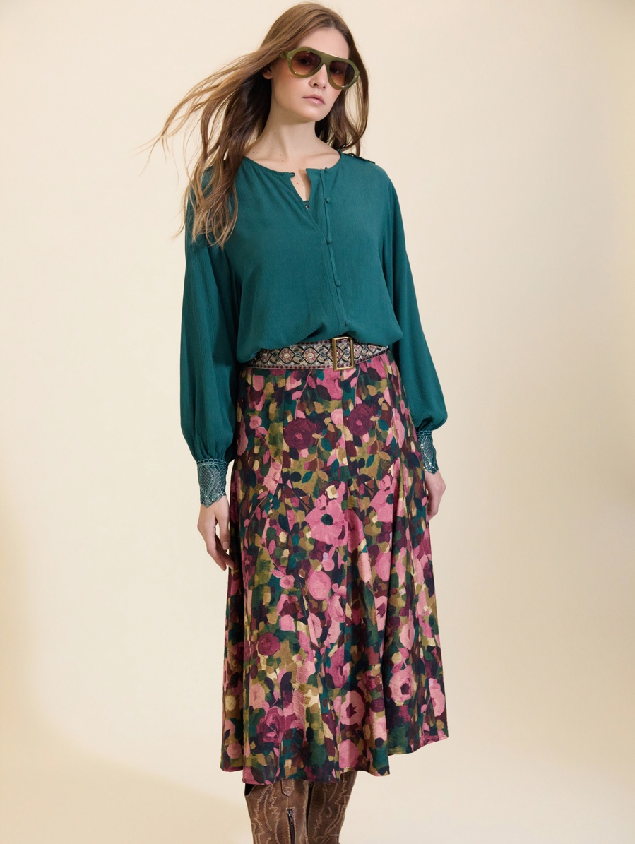 Falda midi estampada