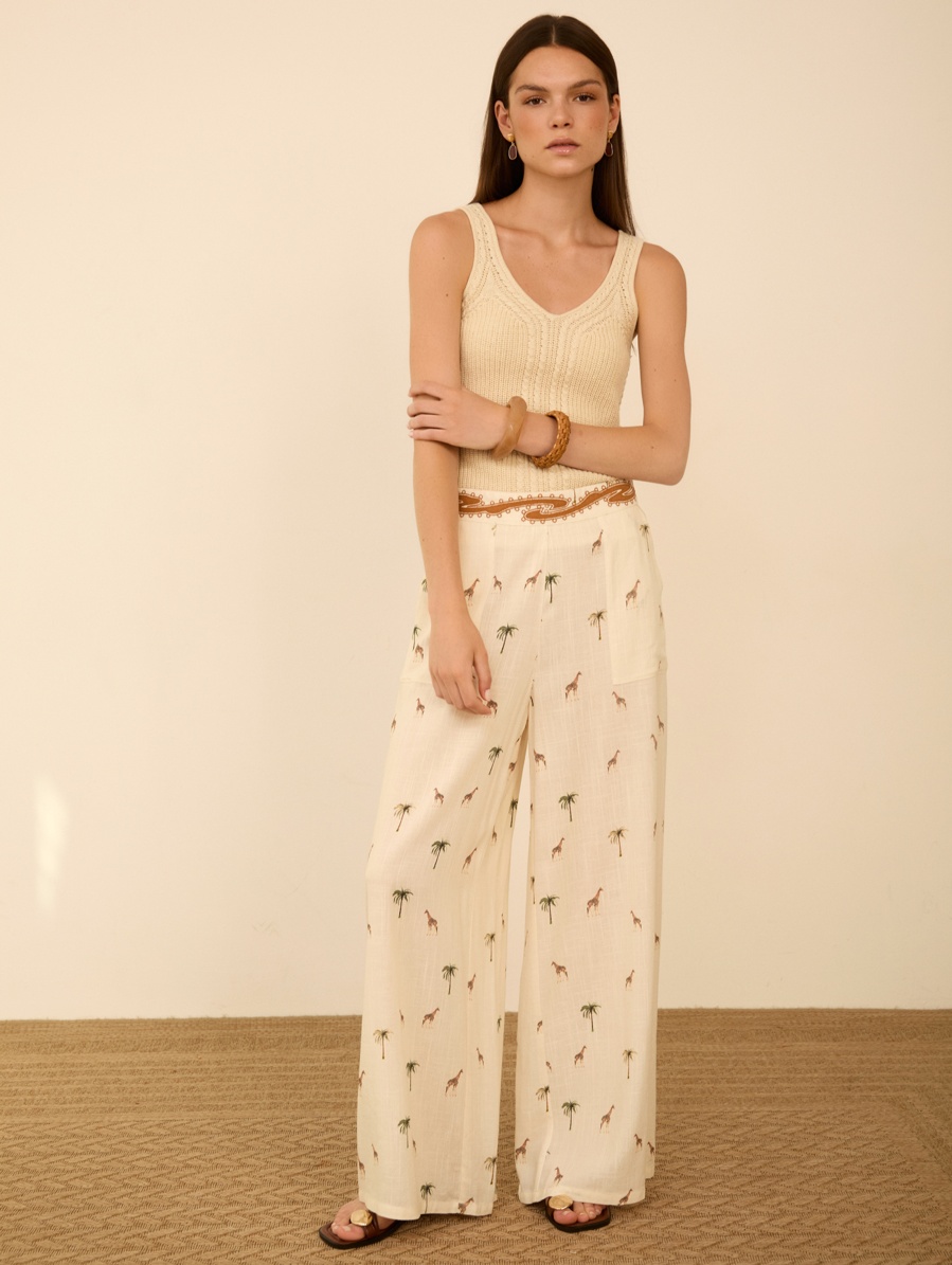 Pantalón fluido estampado savannah