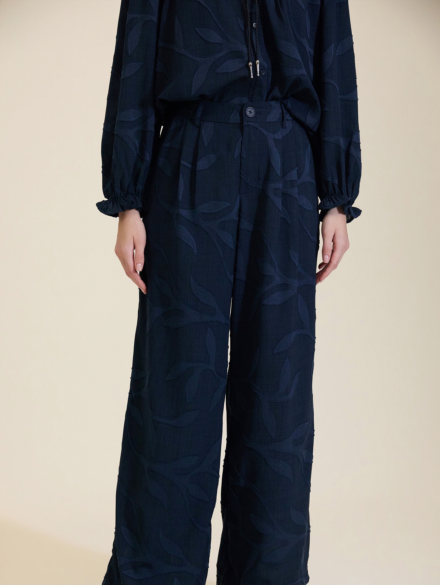 Pantalón palazzo jacquard