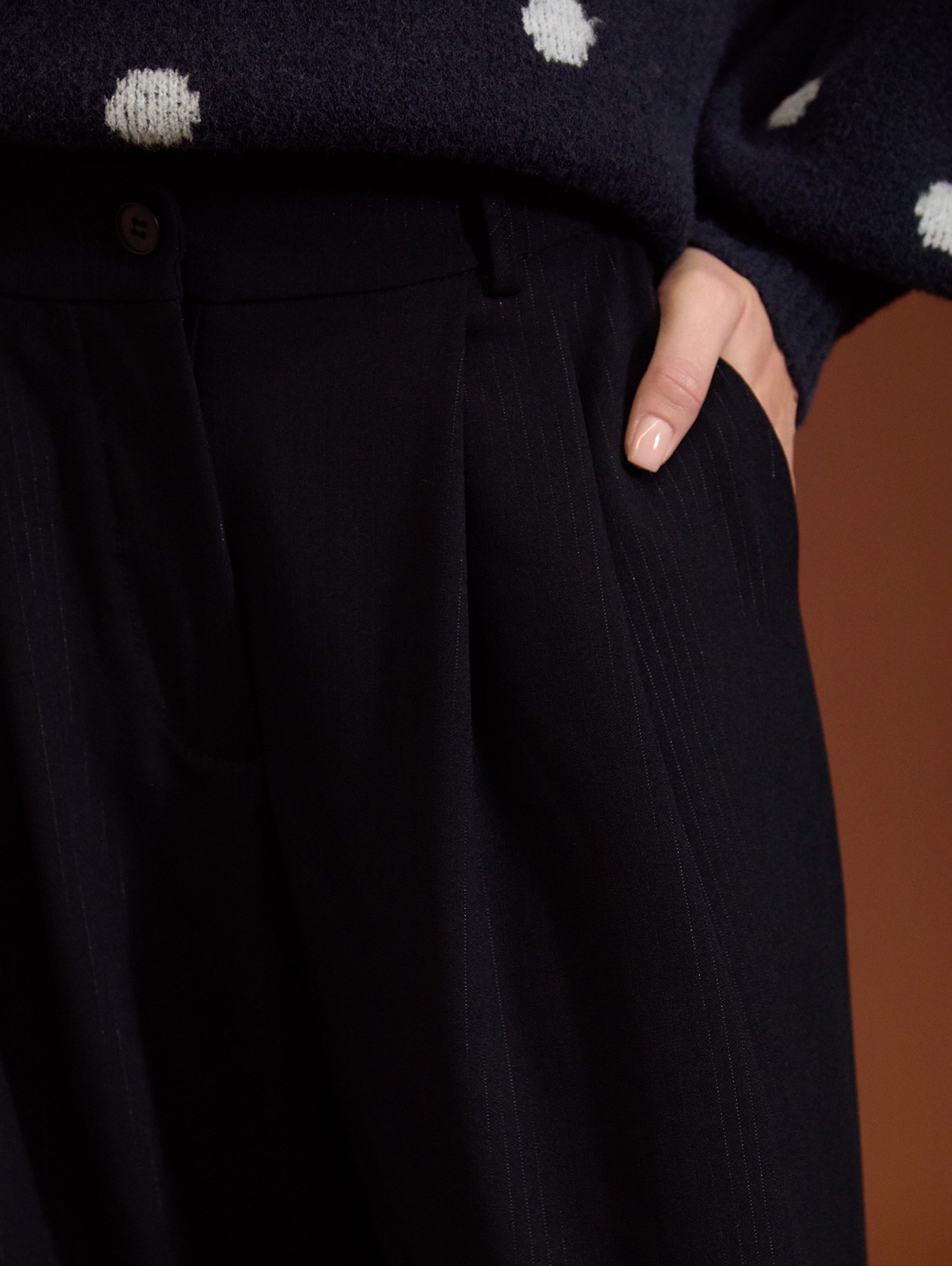 Pantalón palazzo plisado con lúrex